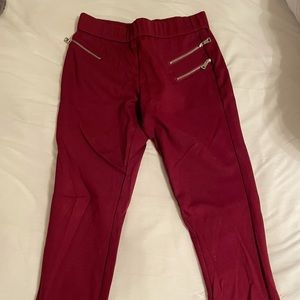 Red Zipper Leggings